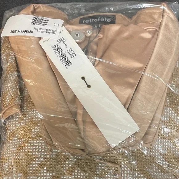 Retrofete Beige & Cream Houndstooth Sequin Blazer Dress - Picture 8 of 9